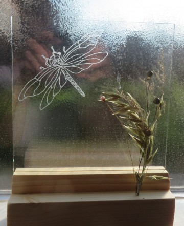gravure glas met insect