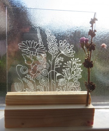 gravure op glas bloemen