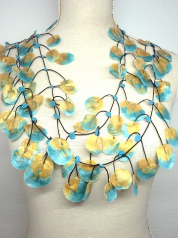 rubber ketting blauw met goud