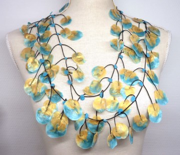 rubber ketting blauw met goud