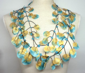 rubber ketting blauw met goud