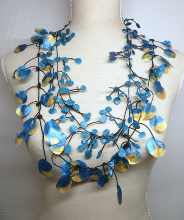 rubber ketting blauw goud