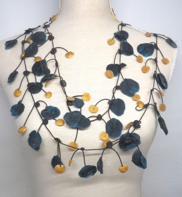 rubber ketting blauw goud