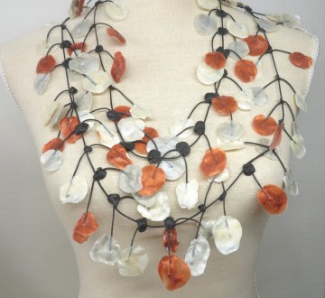 rubber ketting koper zilver parelmoer